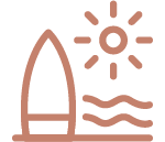 Icon of a surfboard and sun