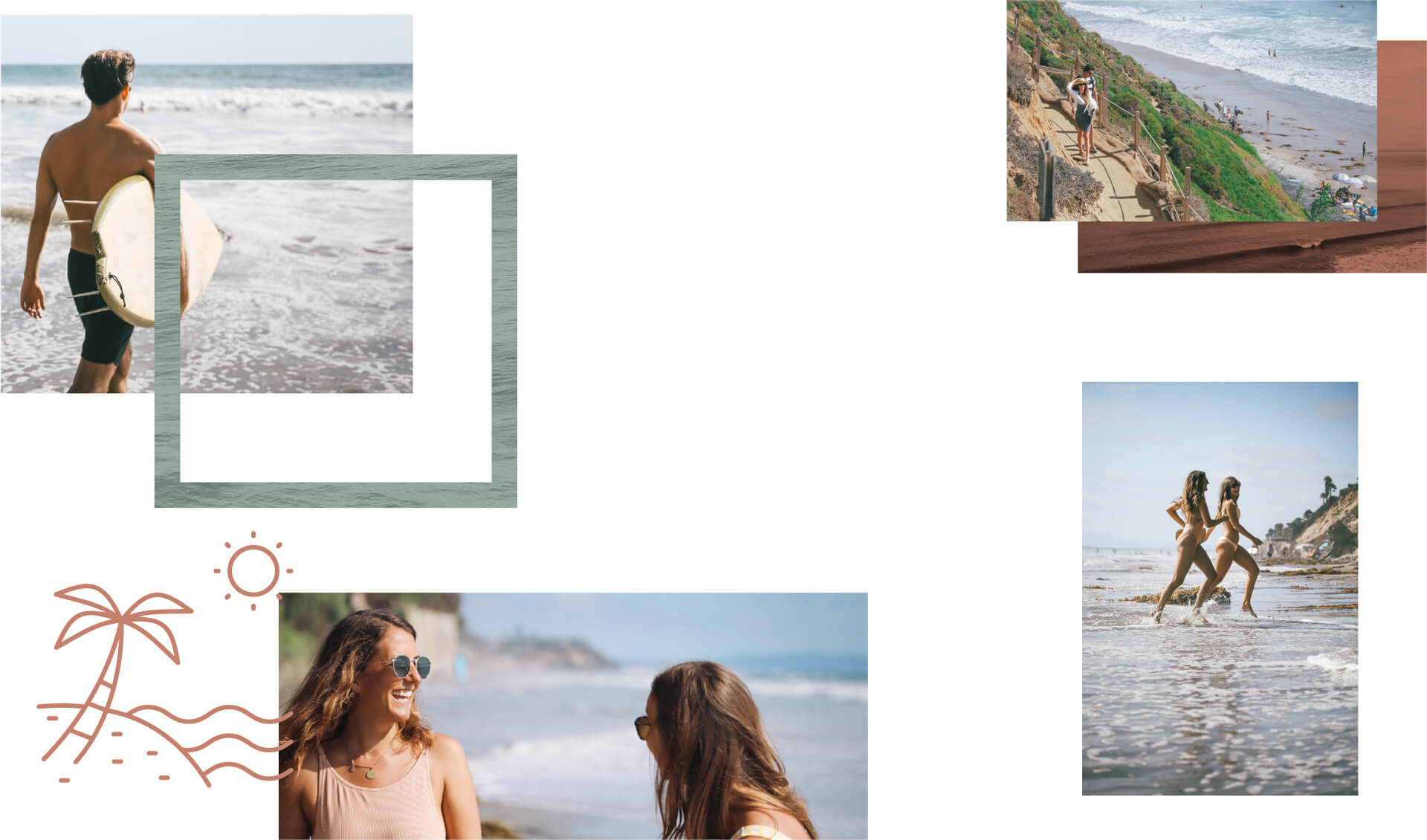 group of images showing the beach next to Surfhouse