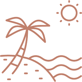 icon of palm tree and sand with sun