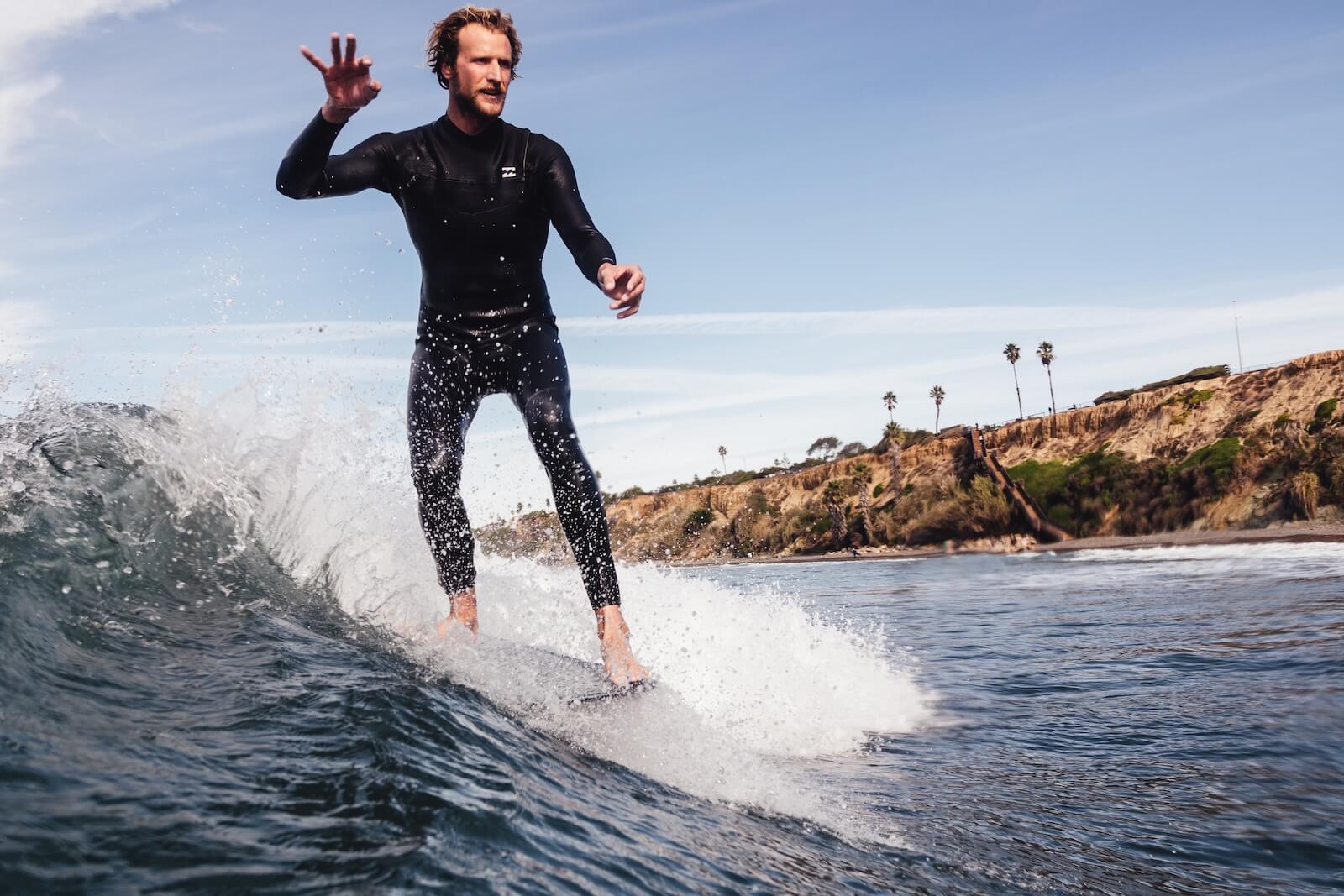 surfing a wave